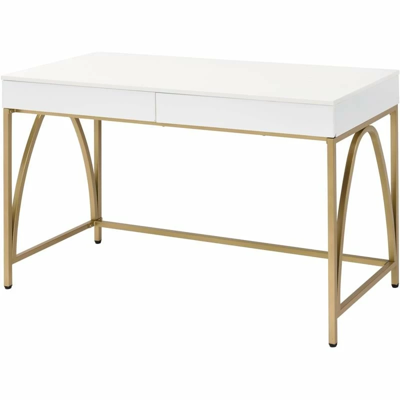 New π ACME Furniture ACME Lightmane Vanity Desk In White High Gloss & Gold π― 3 New π ACME Furniture ACME Lightmane Vanity Desk In White High Gloss & Gold π―
