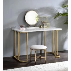 Best deal 😍 ACME Furniture ACME Estie Vanity Desk In White & Gold Finish ❤️ 11 Best deal 😍 ACME Furniture ACME Estie Vanity Desk In White & Gold Finish ❤️ -Living Room Sales Shop 2383029 4 L