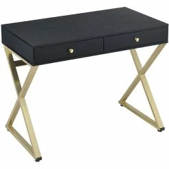 Best reviews of ๐ ACME Furniture ACME Coleen Vanity Desk In Black & Brass Finish ๐