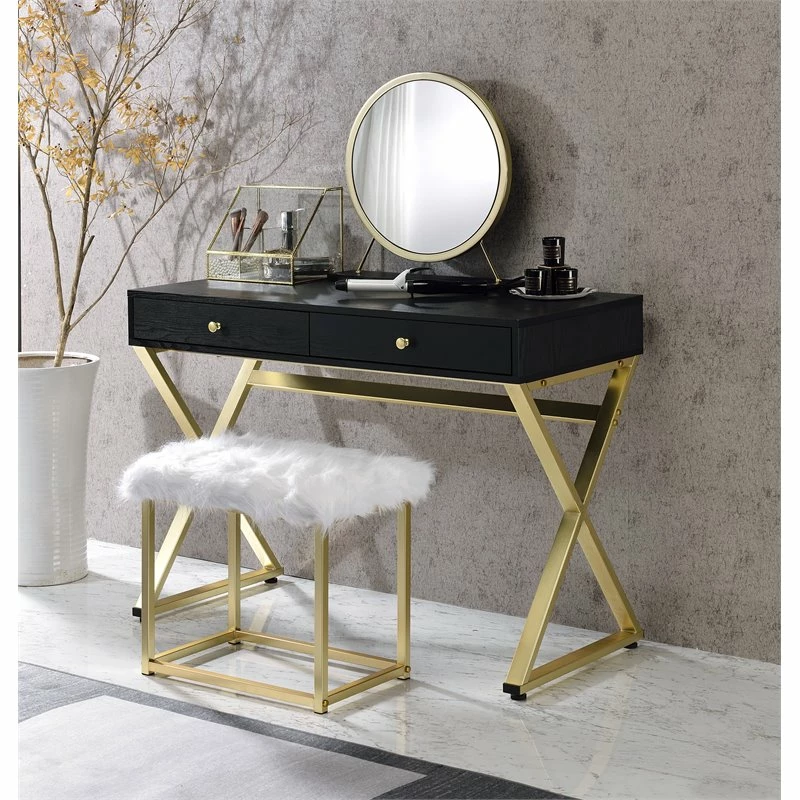 Wholesale โ๏ธ ACME Furniture ACME Coleen Vanity Desk In Black & Brass Finish ๐งจ 7 Wholesale โ๏ธ ACME Furniture ACME Coleen Vanity Desk In Black & Brass Finish ๐งจ - Image 5