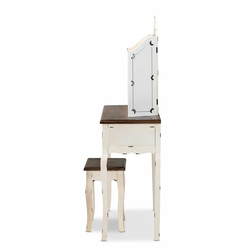 Wholesale ๐ฏ Baxton Studio Levron Brown And Antique White Finished Wood 2-Piece Vanity Set ๐ฅฐ 7 Wholesale ๐ฏ Baxton Studio Levron Brown And Antique White Finished Wood 2-Piece Vanity Set ๐ฅฐ - Image 5