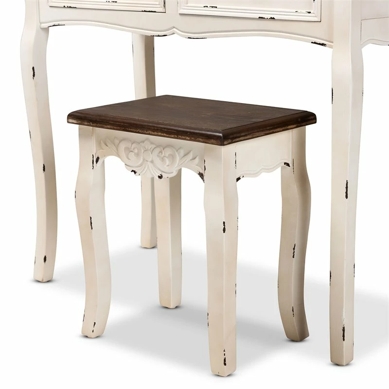 Wholesale ๐ฏ Baxton Studio Levron Brown And Antique White Finished Wood 2-Piece Vanity Set ๐ฅฐ 9 Wholesale ๐ฏ Baxton Studio Levron Brown And Antique White Finished Wood 2-Piece Vanity Set ๐ฅฐ - Image 7