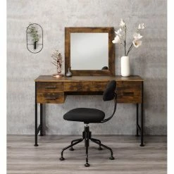 Deals ⌛ ACME Furniture ACME Juvanth Wooden Vanity Desk And Mirror In Rustic Oak And Black ✨ 10 Deals ⌛ ACME Furniture ACME Juvanth Wooden Vanity Desk And Mirror In Rustic Oak And Black ✨ -Living Room Sales Shop 2394672 2 L