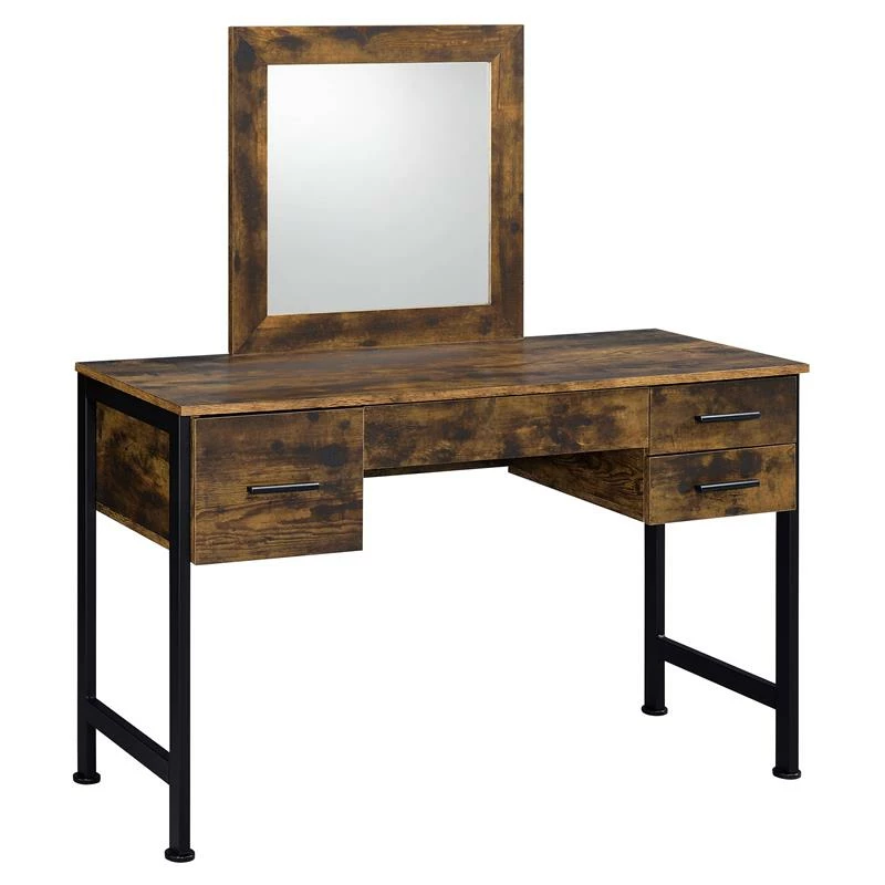 Deals ⌛ ACME Furniture ACME Juvanth Wooden Vanity Desk And Mirror In Rustic Oak And Black ✨ 5 Deals ⌛ ACME Furniture ACME Juvanth Wooden Vanity Desk And Mirror In Rustic Oak And Black ✨ - Image 3