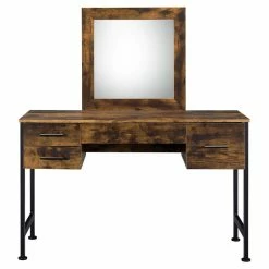 Deals ⌛ ACME Furniture ACME Juvanth Wooden Vanity Desk And Mirror In Rustic Oak And Black ✨ 12 Deals ⌛ ACME Furniture ACME Juvanth Wooden Vanity Desk And Mirror In Rustic Oak And Black ✨ -Living Room Sales Shop 2394672 4 L
