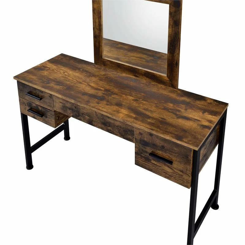 Deals ⌛ ACME Furniture ACME Juvanth Wooden Vanity Desk And Mirror In Rustic Oak And Black ✨ 7 Deals ⌛ ACME Furniture ACME Juvanth Wooden Vanity Desk And Mirror In Rustic Oak And Black ✨ - Image 5