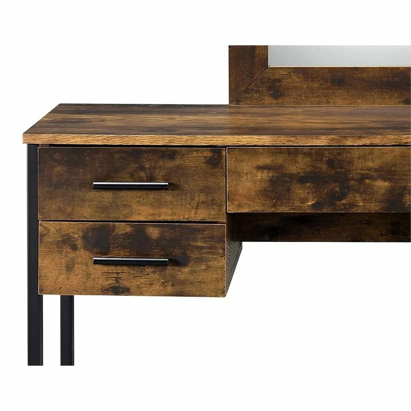 Deals ⌛ ACME Furniture ACME Juvanth Wooden Vanity Desk And Mirror In Rustic Oak And Black ✨ 8 Deals ⌛ ACME Furniture ACME Juvanth Wooden Vanity Desk And Mirror In Rustic Oak And Black ✨ - Image 6