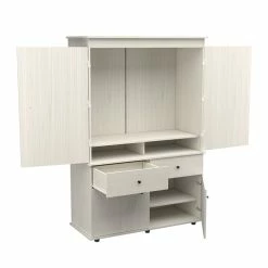 Outlet ❤️ Inval America Inval 2-Drawer 4-Shelf Armoire In Washed Oak 🔔 -Living Room Sales Shop 2398463 10 L