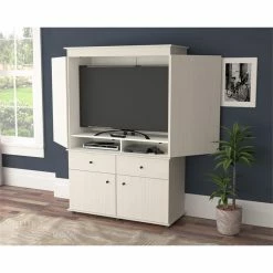 Outlet ❤️ Inval America Inval 2-Drawer 4-Shelf Armoire In Washed Oak 🔔 -Living Room Sales Shop 2398463 3 L