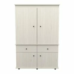 Outlet ❤️ Inval America Inval 2-Drawer 4-Shelf Armoire In Washed Oak 🔔 -Living Room Sales Shop 2398463 6 L