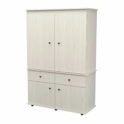 Outlet ❤️ Inval America Inval 2-Drawer 4-Shelf Armoire In Washed Oak 🔔 -Living Room Sales Shop 2398463 7 L