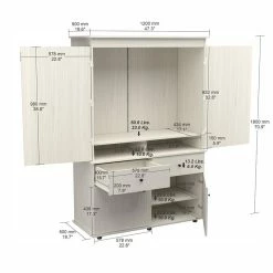 Outlet ❤️ Inval America Inval 2-Drawer 4-Shelf Armoire In Washed Oak 🔔 -Living Room Sales Shop 2398463 8 L