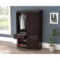 Best Sale 😀 Inval America 2-Drawer 4-Shelf Armoire In Espresso 🌟 -Living Room Sales Shop 2398881 2 L