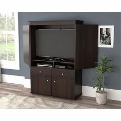 Best Sale 😀 Inval America 2-Drawer 4-Shelf Armoire In Espresso 🌟 -Living Room Sales Shop 2398881 3 L