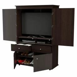 Best Sale 😀 Inval America 2-Drawer 4-Shelf Armoire In Espresso 🌟 -Living Room Sales Shop 2398881 4 L