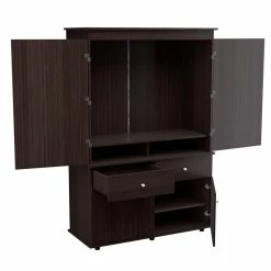 Best Sale 😀 Inval America 2-Drawer 4-Shelf Armoire In Espresso 🌟 -Living Room Sales Shop 2398881 8 L