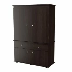 Best Sale 😀 Inval America 2-Drawer 4-Shelf Armoire In Espresso 🌟 -Living Room Sales Shop 2398881 9 L