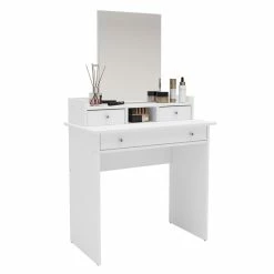 Buy ๐ BS Canada Import Decor Merced White 3-Drawers ๐ Dressing Table With Mirror ๐ 14 Buy ๐ BS Canada Import Decor Merced White 3-Drawers ๐ Dressing Table With Mirror ๐ -Living Room Sales Shop 2412187 4 L