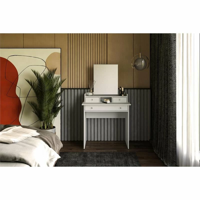 Buy ๐ BS Canada Import Decor Merced White 3-Drawers ๐ Dressing Table With Mirror ๐ 9 Buy ๐ BS Canada Import Decor Merced White 3-Drawers ๐ Dressing Table With Mirror ๐ - Image 7