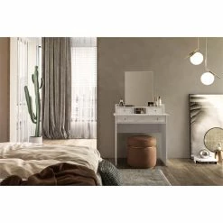 Buy ๐ BS Canada Import Decor Merced White 3-Drawers ๐ Dressing Table With Mirror ๐ 17 Buy ๐ BS Canada Import Decor Merced White 3-Drawers ๐ Dressing Table With Mirror ๐ -Living Room Sales Shop 2412187 7 L