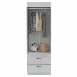 Best Sale 🎁 Bowery Hill Wood Contemporary 2 Drawer 2 Door Armoire In White 🔥 -Living Room Sales Shop 2432930 4 L