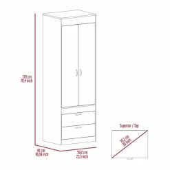 Best Sale 🎁 Bowery Hill Wood Contemporary 2 Drawer 2 Door Armoire In White 🔥 -Living Room Sales Shop 2432930 8 L