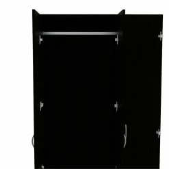 Discount ✔️ Bowery Hill Black Modern Engineered Wood Austral 3 Door Armoire 😉 -Living Room Sales Shop 2432936 7 L