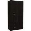Discount ✔️ Bowery Hill Black Modern Engineered Wood Austral 3 Door Armoire 😉