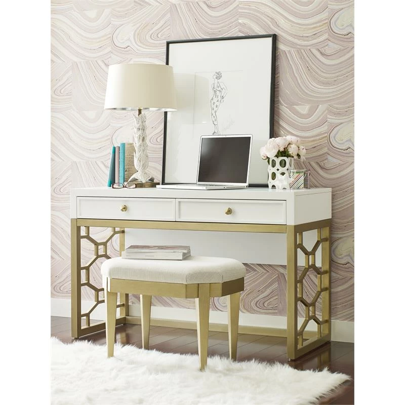 Cheapest ๐ Maklaine Modern Gold Lattice Vanity In White Finish Wood ๐คฉ 4 Cheapest ๐ Maklaine Modern Gold Lattice Vanity In White Finish Wood ๐คฉ - Image 2