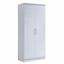 Coupon π― Pemberly Row 2 Door Wooded Armoire With 4 Shelves In White Finish β€οΈ