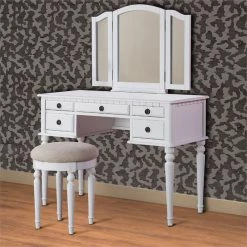 Deals ๐ Bowery Hill 43" Contemporary Wood Vanity Set With Stool In White ๐ 7 Deals ๐ Bowery Hill 43" Contemporary Wood Vanity Set With Stool In White ๐ -Living Room Sales Shop 2436728 1 L