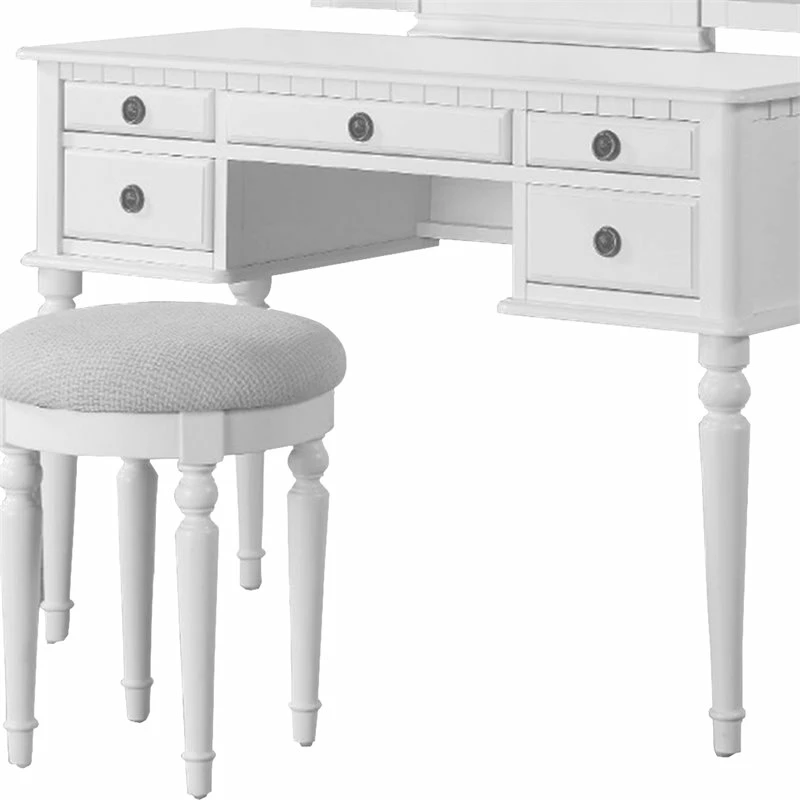 Deals ๐ Bowery Hill 43" Contemporary Wood Vanity Set With Stool In White ๐ 6 Deals ๐ Bowery Hill 43" Contemporary Wood Vanity Set With Stool In White ๐ - Image 4
