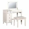 Wholesale ✨ Maklaine 38" Solid Wood Vanity Set With Flip Top Mirror And Stool In White 🎉