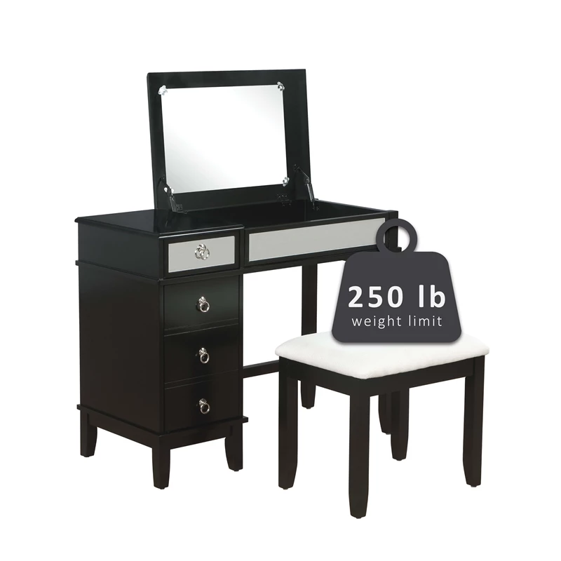 Cheap π Riverbay Furniture Modern Wood And Mirrored Vanity Set In Black β¨ 5 Cheap π Riverbay Furniture Modern Wood And Mirrored Vanity Set In Black β¨ - Image 3