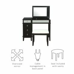 Cheap π Riverbay Furniture Modern Wood And Mirrored Vanity Set In Black β¨ 30 Cheap π Riverbay Furniture Modern Wood And Mirrored Vanity Set In Black β¨ -Living Room Sales Shop 2450544 12 L