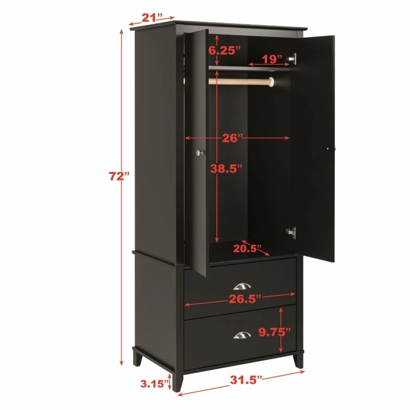 Flash Sale 👍 Pemberly Row Contemporary Wardrobe Armoire In Black 👏 11 Flash Sale 👍 Pemberly Row Contemporary Wardrobe Armoire In Black 👏 - Image 9