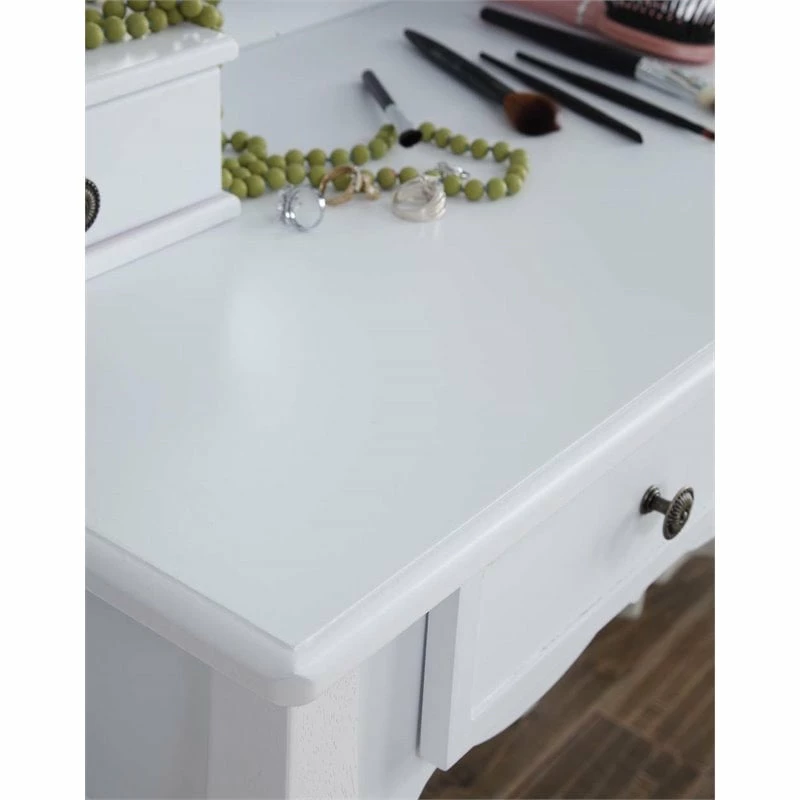 Promo 🔔 Roundhill Furniture Sanlo Wood Vanity Make Up Table And Stool Set In White 👏 7 Promo 🔔 Roundhill Furniture Sanlo Wood Vanity Make Up Table And Stool Set In White 👏 - Image 5
