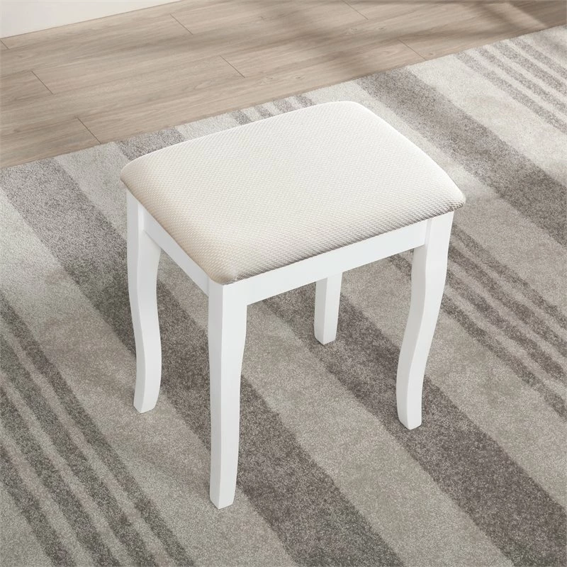 Promo 🔔 Roundhill Furniture Sanlo Wood Vanity Make Up Table And Stool Set In White 👏 8 Promo 🔔 Roundhill Furniture Sanlo Wood Vanity Make Up Table And Stool Set In White 👏 - Image 6