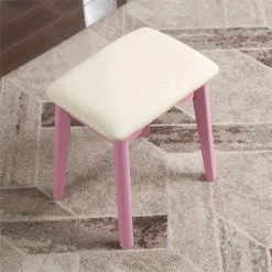 New ⌛ Roundhill Furniture Liannon Solid Rubber Wood Vanity And Stool Set In Pink ⭐ 11 New ⌛ Roundhill Furniture Liannon Solid Rubber Wood Vanity And Stool Set In Pink ⭐ -Living Room Sales Shop 2453086 4 L