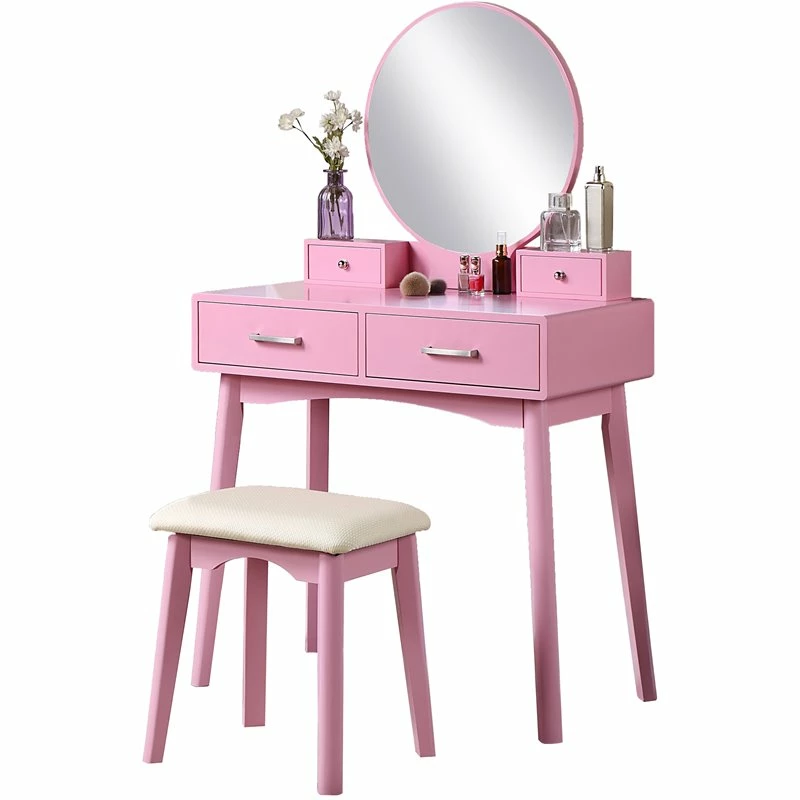 New ⌛ Roundhill Furniture Liannon Solid Rubber Wood Vanity And Stool Set In Pink ⭐ 3 New ⌛ Roundhill Furniture Liannon Solid Rubber Wood Vanity And Stool Set In Pink ⭐