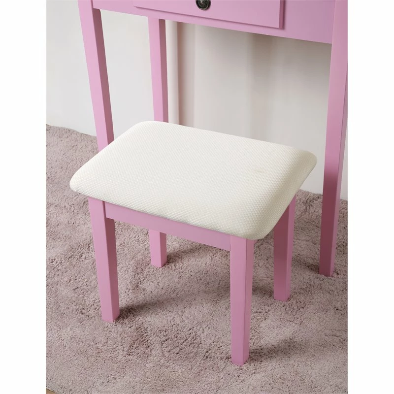 Best Sale ๐ Roundhill Furniture Moniys Wood Makeup Vanity Table And Stool Set In Pink ๐ 5 Best Sale ๐ Roundhill Furniture Moniys Wood Makeup Vanity Table And Stool Set In Pink ๐ - Image 3