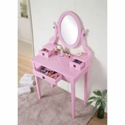 Best Sale ๐ Roundhill Furniture Moniys Wood Makeup Vanity Table And Stool Set In Pink ๐ 10 Best Sale ๐ Roundhill Furniture Moniys Wood Makeup Vanity Table And Stool Set In Pink ๐ -Living Room Sales Shop 2453089 3 L