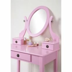 Best Sale ๐ Roundhill Furniture Moniys Wood Makeup Vanity Table And Stool Set In Pink ๐ 11 Best Sale ๐ Roundhill Furniture Moniys Wood Makeup Vanity Table And Stool Set In Pink ๐ -Living Room Sales Shop 2453089 4 L