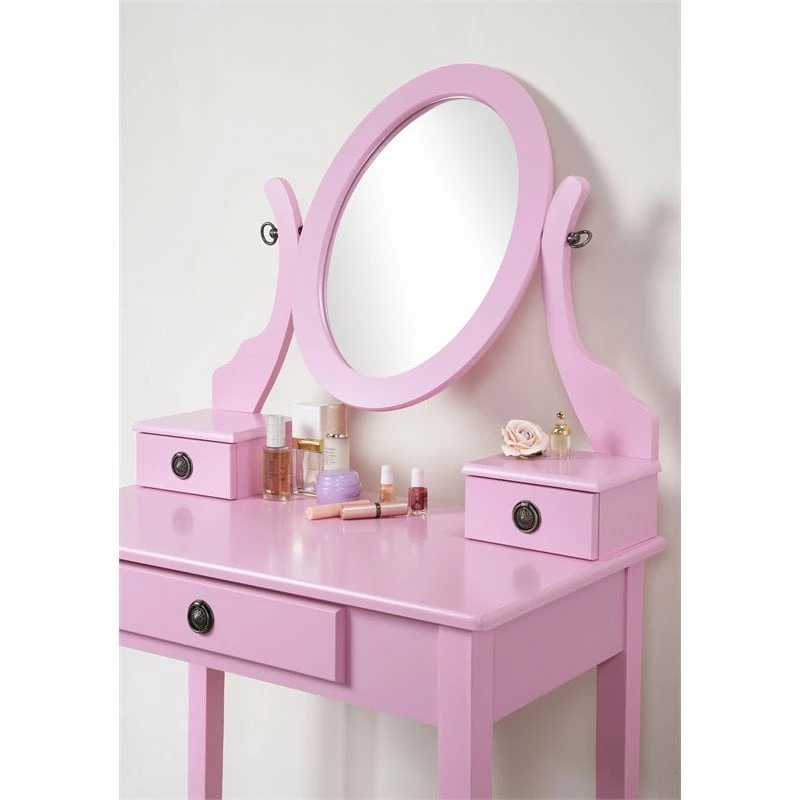 Best Sale ๐ Roundhill Furniture Moniys Wood Makeup Vanity Table And Stool Set In Pink ๐ 7 Best Sale ๐ Roundhill Furniture Moniys Wood Makeup Vanity Table And Stool Set In Pink ๐ - Image 5