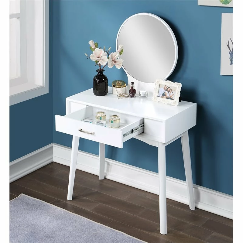Best Sale ๐ Roundhill Furniture Maly Solid Rubber Wood Vanity And Stool Set In White ๐คฉ 5 Best Sale ๐ Roundhill Furniture Maly Solid Rubber Wood Vanity And Stool Set In White ๐คฉ - Image 3