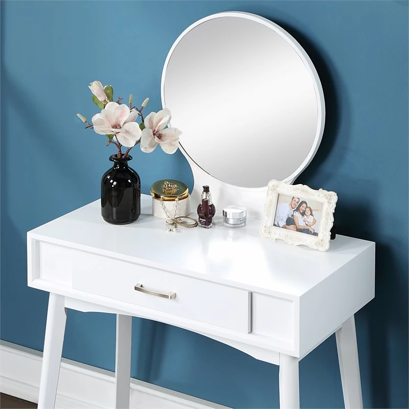 Best Sale ๐ Roundhill Furniture Maly Solid Rubber Wood Vanity And Stool Set In White ๐คฉ 6 Best Sale ๐ Roundhill Furniture Maly Solid Rubber Wood Vanity And Stool Set In White ๐คฉ - Image 4
