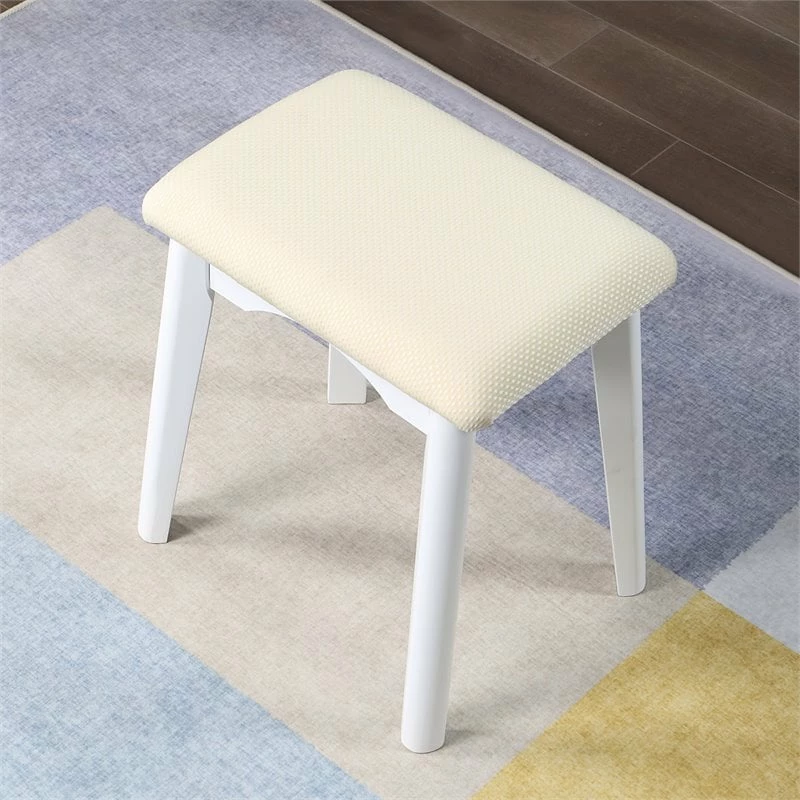 Best Sale ๐ Roundhill Furniture Maly Solid Rubber Wood Vanity And Stool Set In White ๐คฉ 7 Best Sale ๐ Roundhill Furniture Maly Solid Rubber Wood Vanity And Stool Set In White ๐คฉ - Image 5