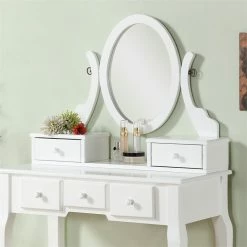 Cheapest โจ Roundhill Furniture Ashley Wood Make-Up Vanity Table And Stool Set In White ๐ฏ 11 Cheapest โจ Roundhill Furniture Ashley Wood Make-Up Vanity Table And Stool Set In White ๐ฏ -Living Room Sales Shop 2453234 2 L