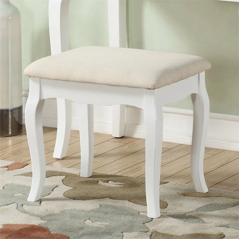 Cheapest โจ Roundhill Furniture Ashley Wood Make-Up Vanity Table And Stool Set In White ๐ฏ 6 Cheapest โจ Roundhill Furniture Ashley Wood Make-Up Vanity Table And Stool Set In White ๐ฏ - Image 4