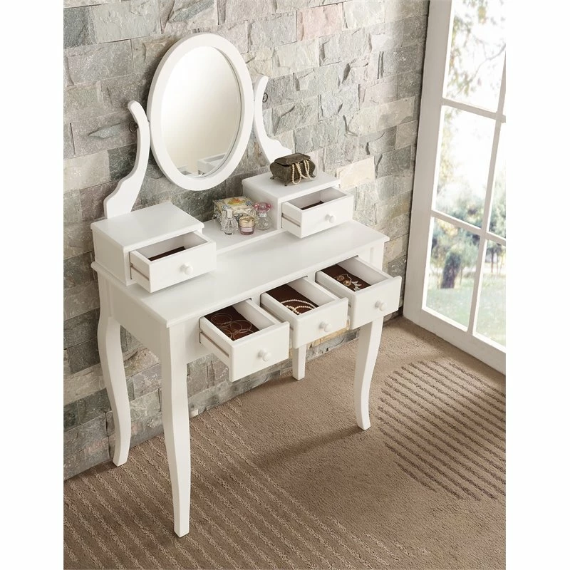 Cheapest โจ Roundhill Furniture Ashley Wood Make-Up Vanity Table And Stool Set In White ๐ฏ 7 Cheapest โจ Roundhill Furniture Ashley Wood Make-Up Vanity Table And Stool Set In White ๐ฏ - Image 5